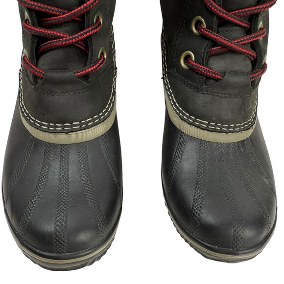 Sorel Slimpack II Lace Winter Duck Boots Black Leather‎ Rubber Womens Size 7.5 - Picture 3 of 11